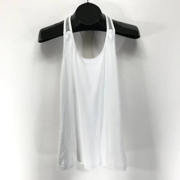 Athleta Mesh Chi Tank Top Women's Small Bright White Racerback Activewear Summer - Picture 1 of 10